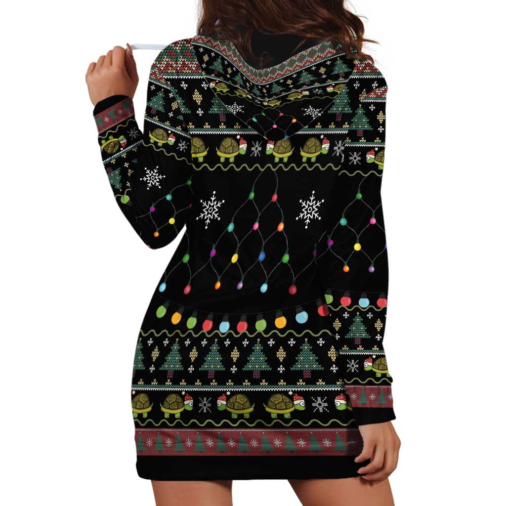 Turtle Through The Snow Christmas Hoodie Dress - Wonder Print Shop