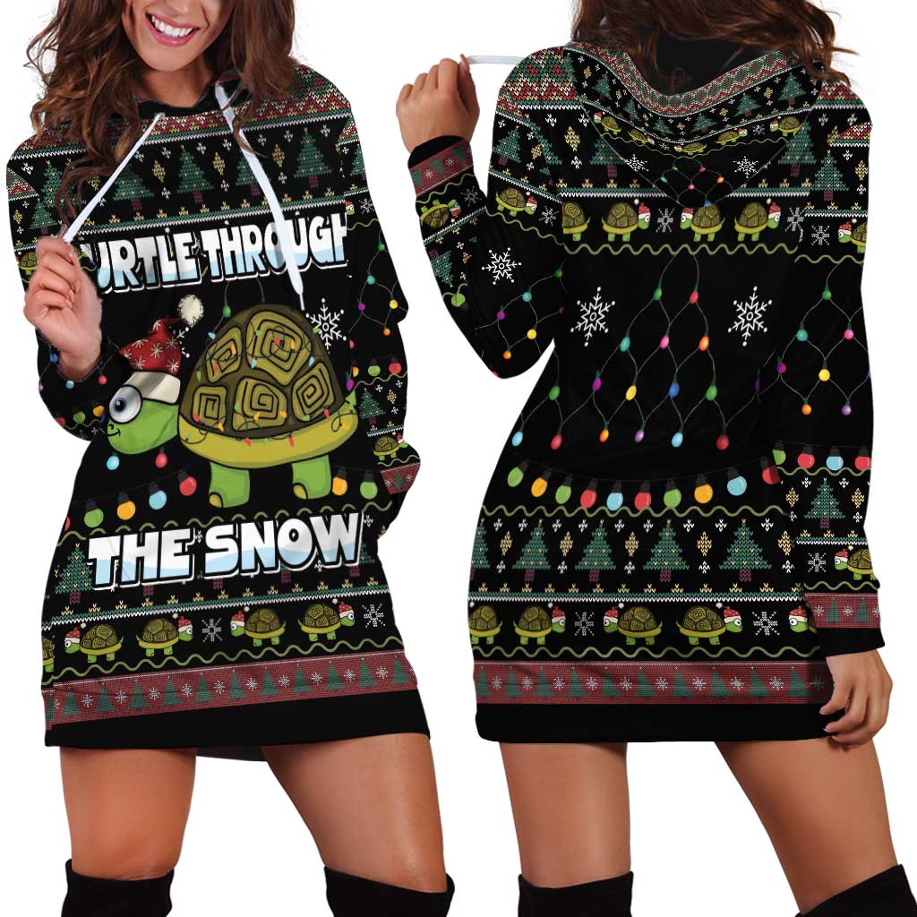 Turtle Through The Snow Christmas Hoodie Dress - Wonder Print Shop