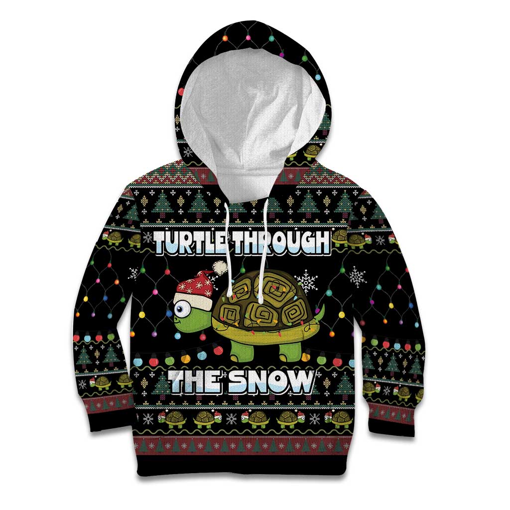 Turtle Through The Snow Christmas Kid Hoodie - Wonder Print Shop