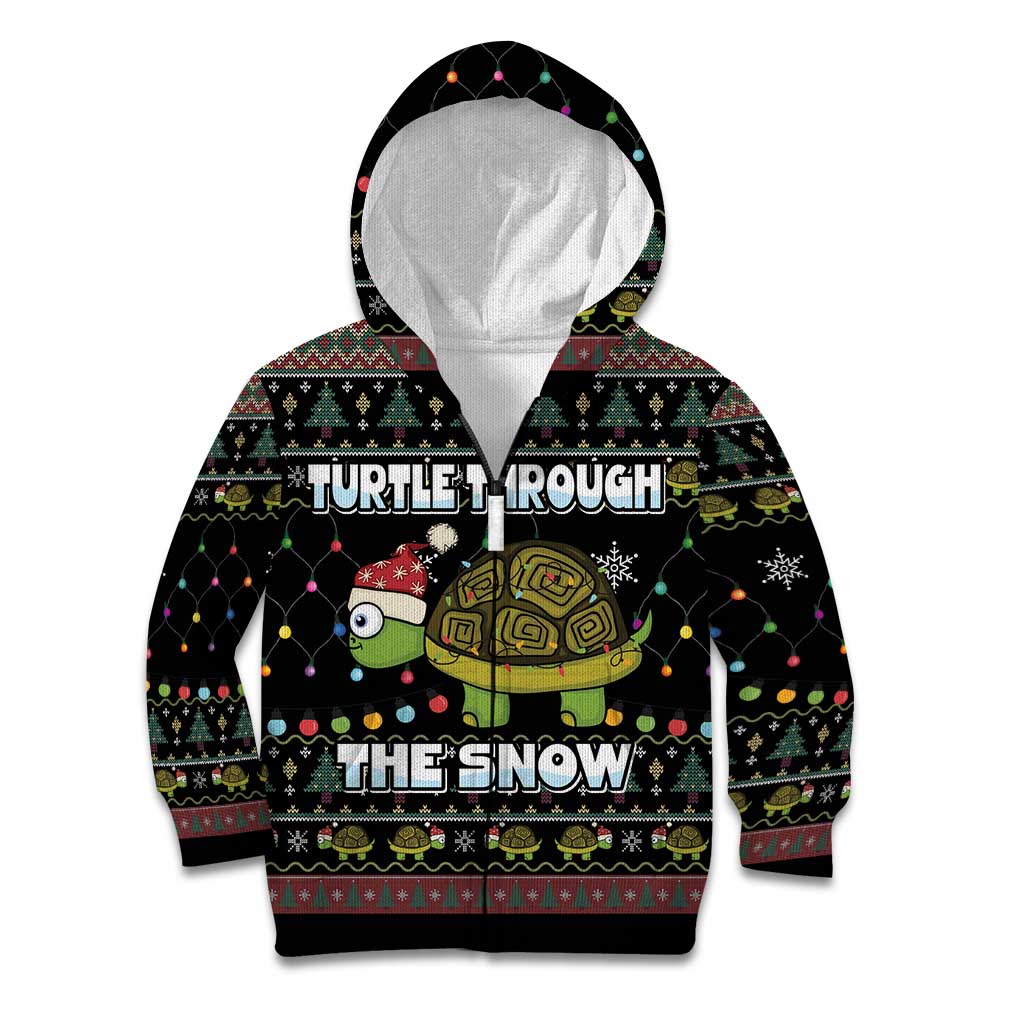 Turtle Through The Snow Christmas Kid Hoodie - Wonder Print Shop
