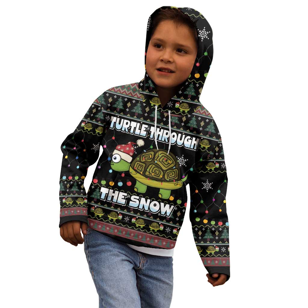 Turtle Through The Snow Christmas Kid Hoodie - Wonder Print Shop