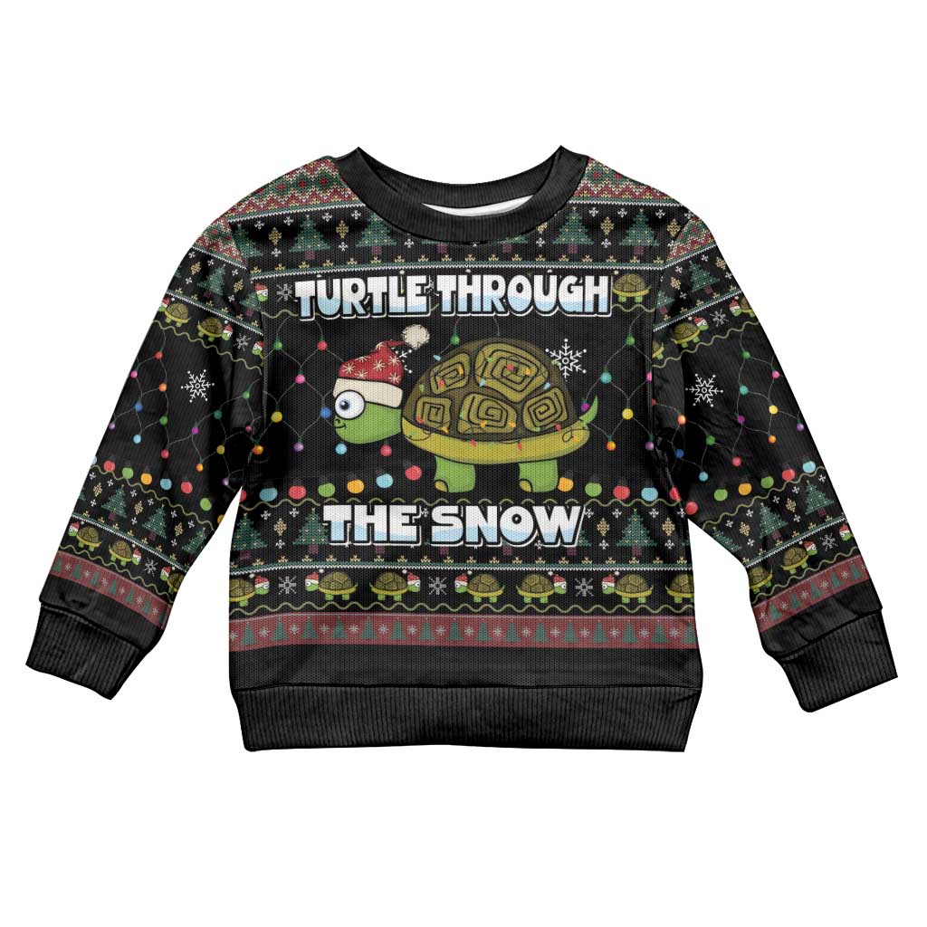 Turtle Through The Snow Christmas Kid Ugly Christmas Sweater - Wonder Print Shop