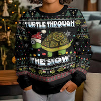 Turtle Through The Snow Christmas Kid Ugly Christmas Sweater - Wonder Print Shop