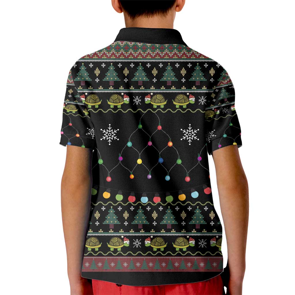 Turtle Through The Snow Christmas Kid Polo Shirt - Wonder Print Shop