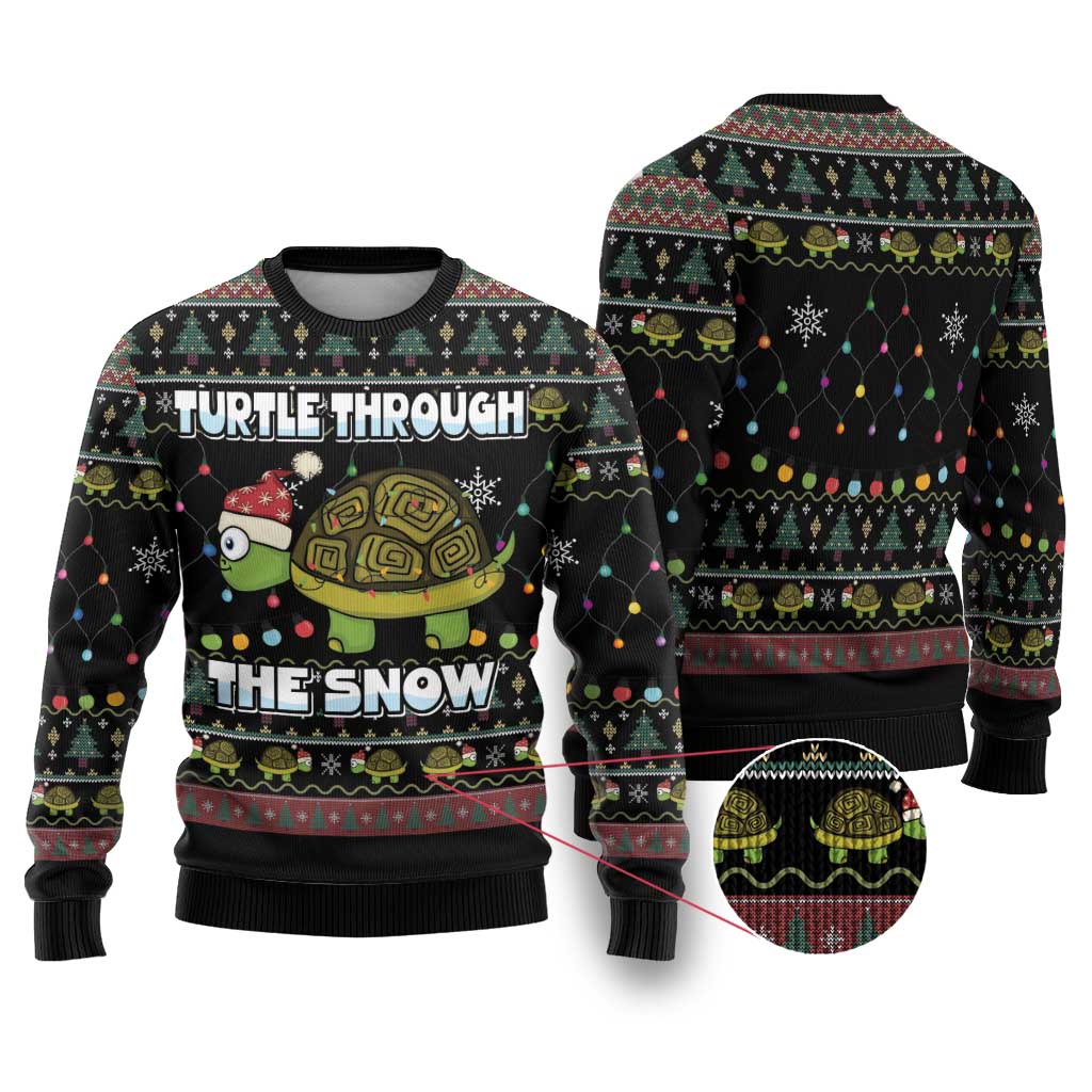 Turtle Through The Snow Christmas Ugly Christmas Sweater - Wonder Print Shop