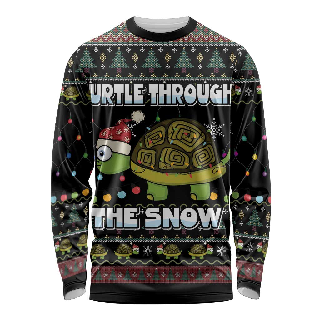 Turtle Through The Snow Christmas Long Sleeve Shirt - Wonder Print Shop
