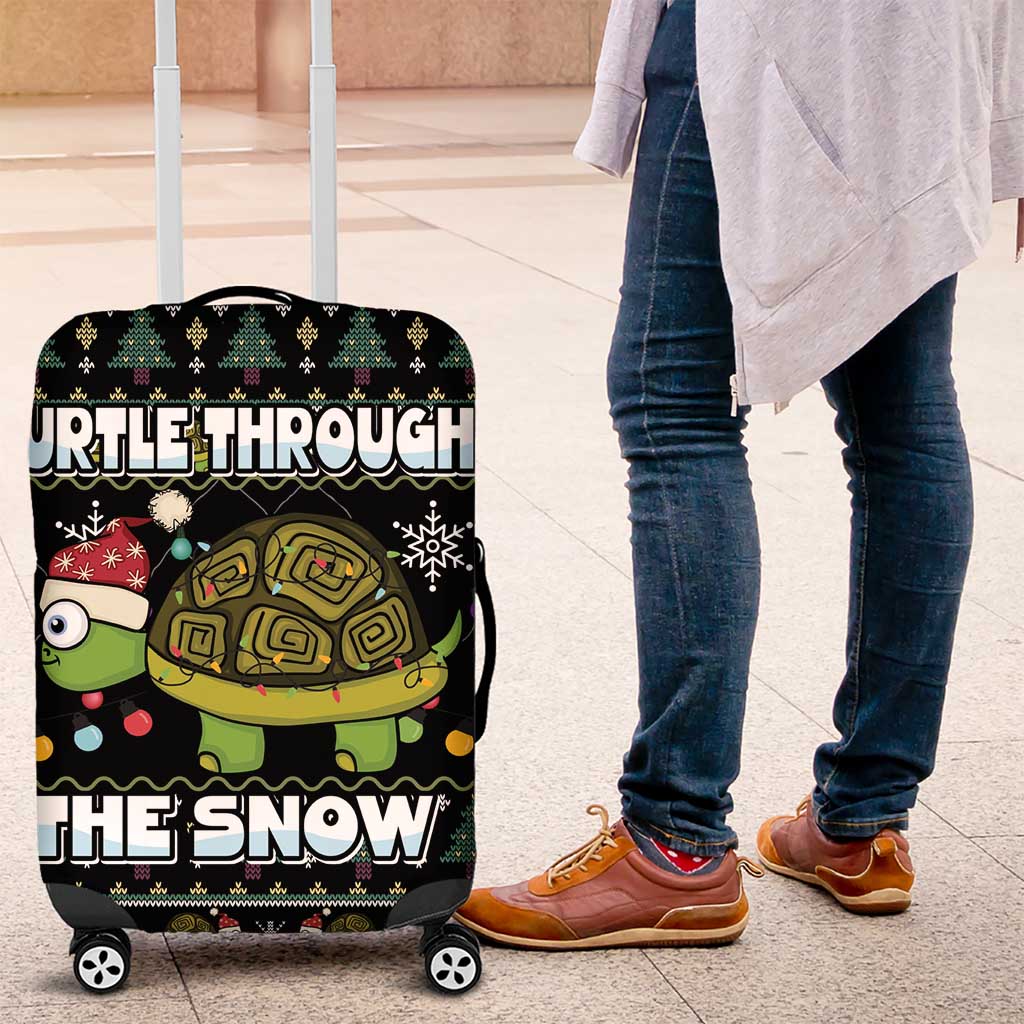 Turtle Through The Snow Christmas Luggage Cover - Wonder Print Shop