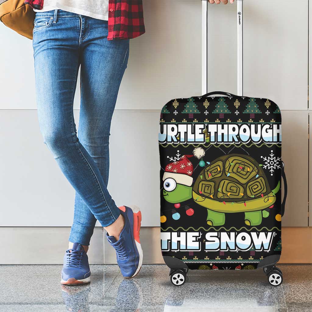Turtle Through The Snow Christmas Luggage Cover - Wonder Print Shop