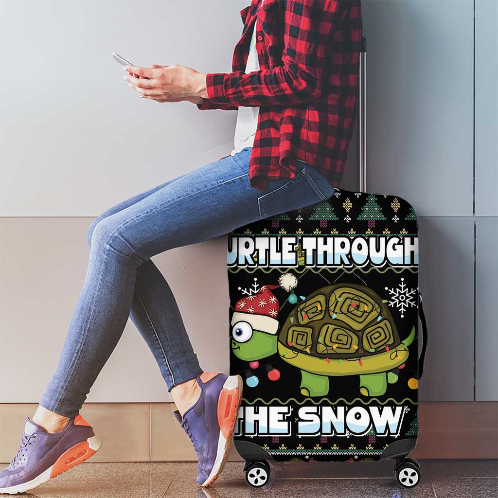 Turtle Through The Snow Christmas Luggage Cover - Wonder Print Shop