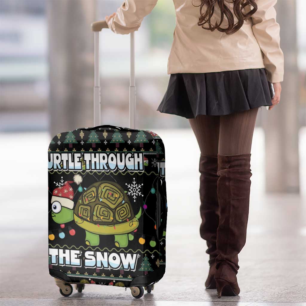Turtle Through The Snow Christmas Luggage Cover - Wonder Print Shop