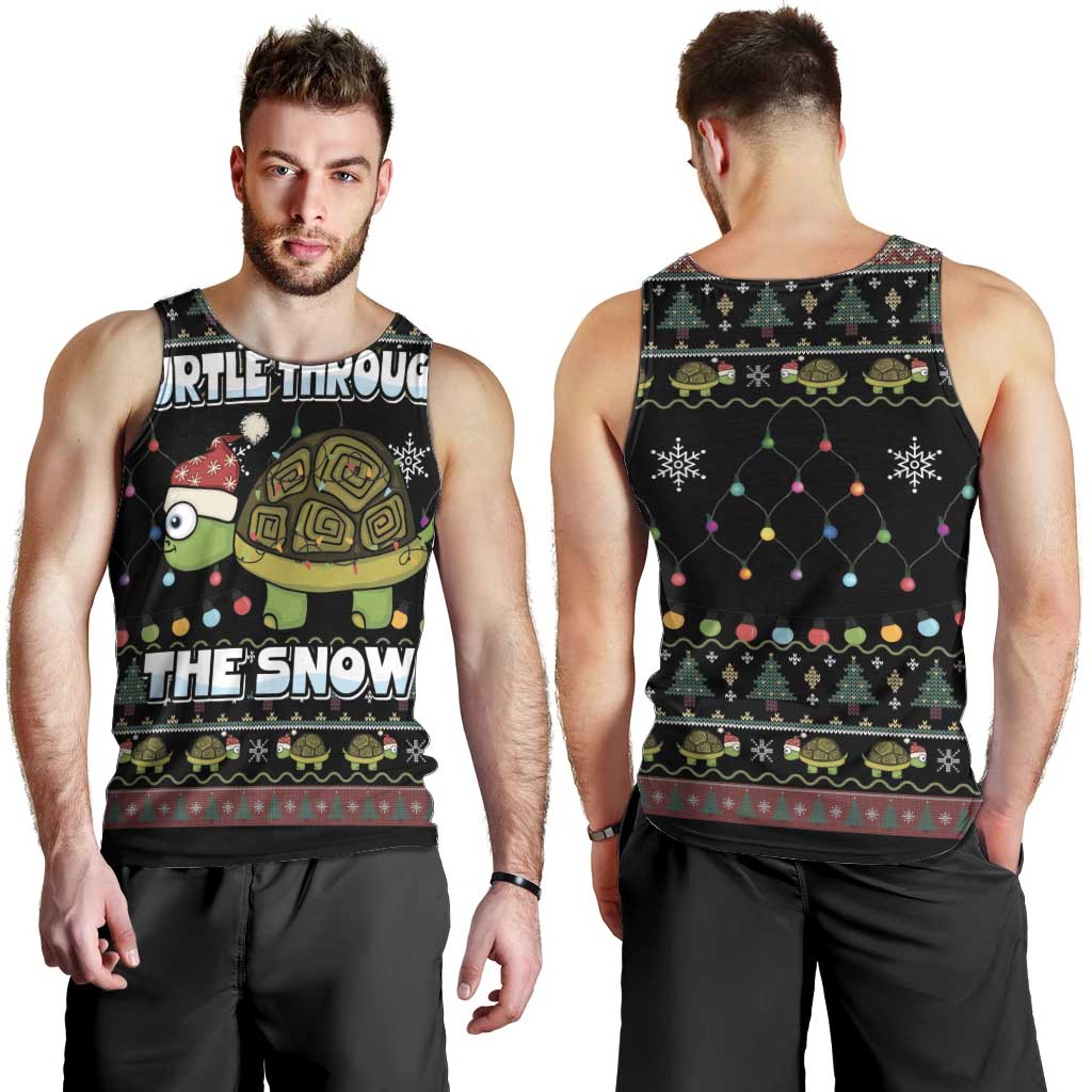 Turtle Through The Snow Christmas Men Tank Top - Wonder Print Shop