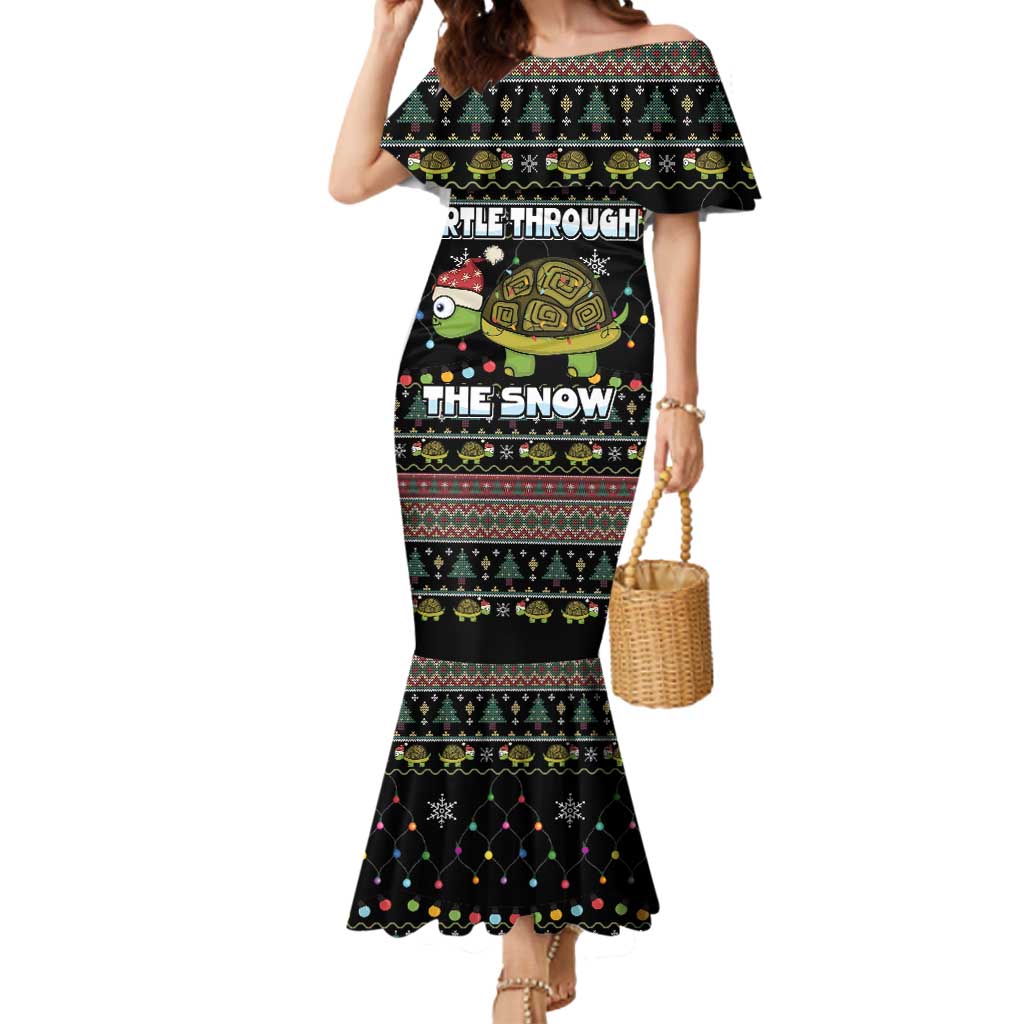 Turtle Through The Snow Christmas Mermaid Dress - Wonder Print Shop