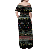 Turtle Through The Snow Christmas Off Shoulder Maxi Dress - Wonder Print Shop