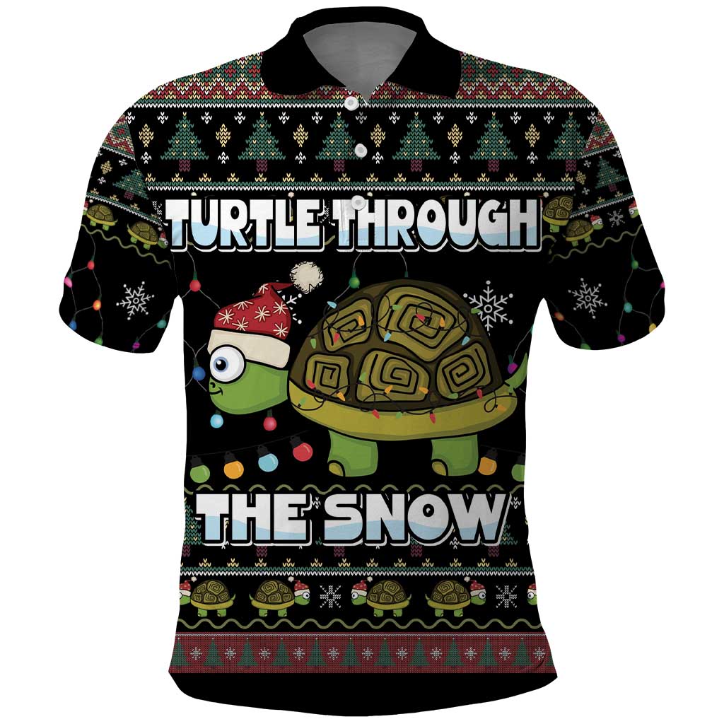Turtle Through The Snow Christmas Polo Shirt - Wonder Print Shop