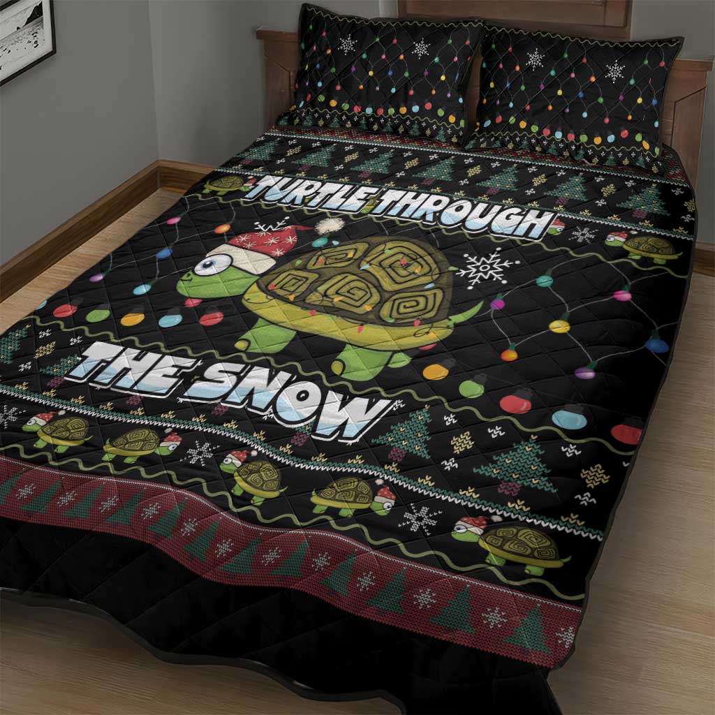 Turtle Through The Snow Christmas Quilt Bed Set - Wonder Print Shop
