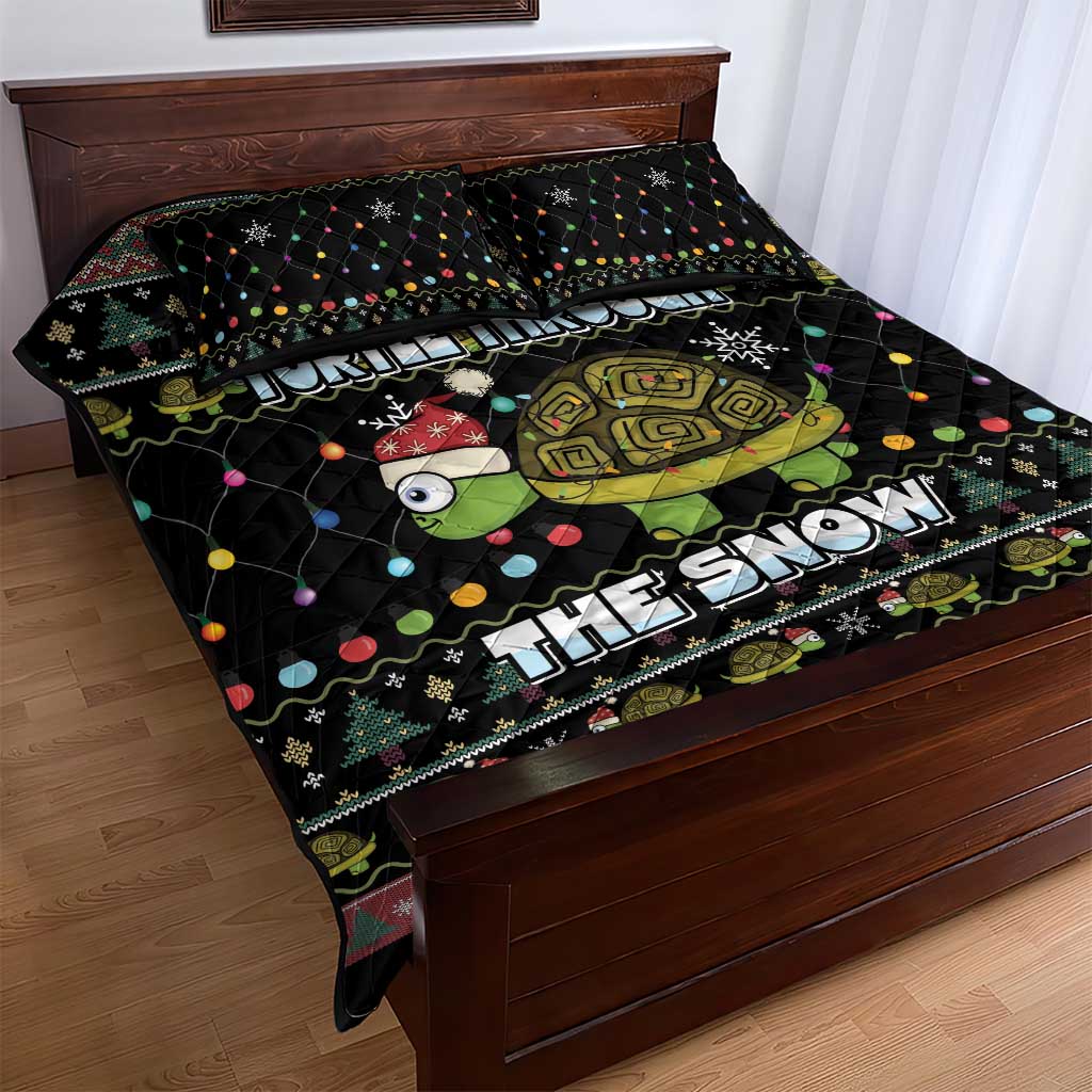Turtle Through The Snow Christmas Quilt Bed Set - Wonder Print Shop