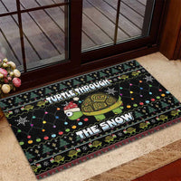 Turtle Through The Snow Christmas Rubber Doormat - Wonder Print Shop