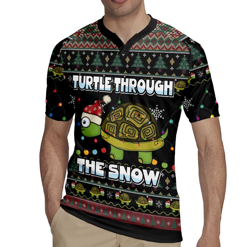 Turtle Through The Snow Christmas Rugby Jersey - Wonder Print Shop