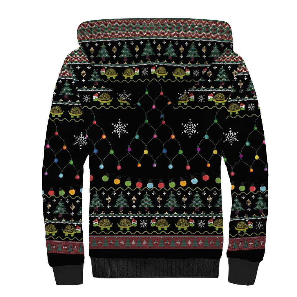 Turtle Through The Snow Christmas Sherpa Hoodie - Wonder Print Shop