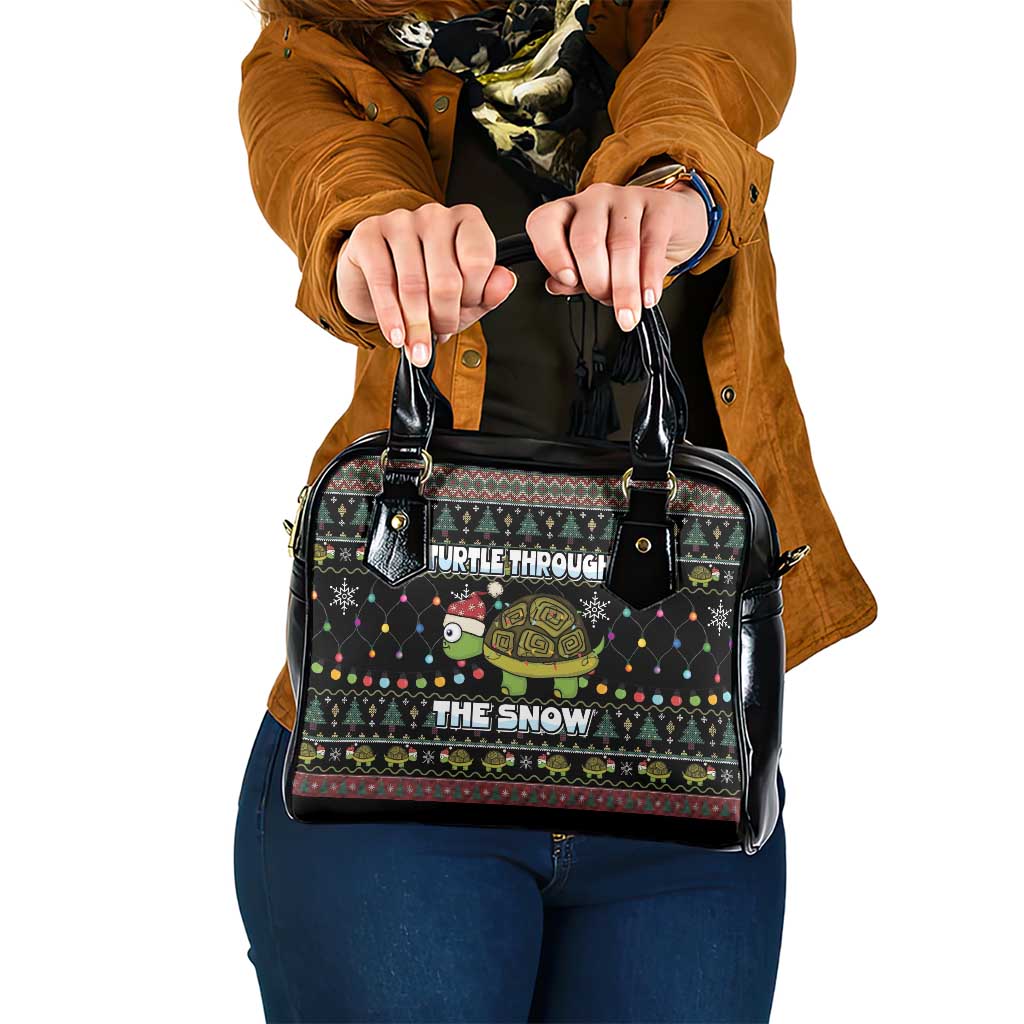 Turtle Through The Snow Christmas Shoulder Handbag