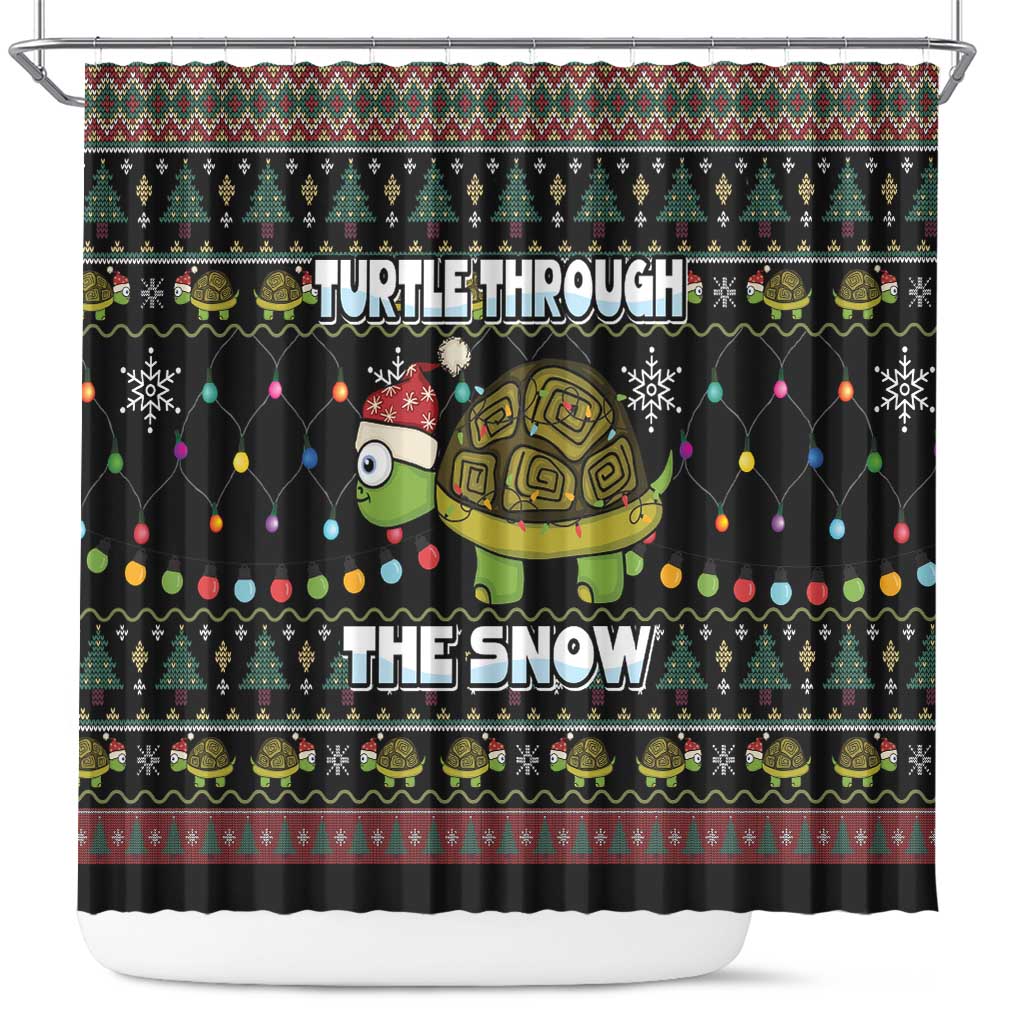 Turtle Through The Snow Christmas Shower Curtain