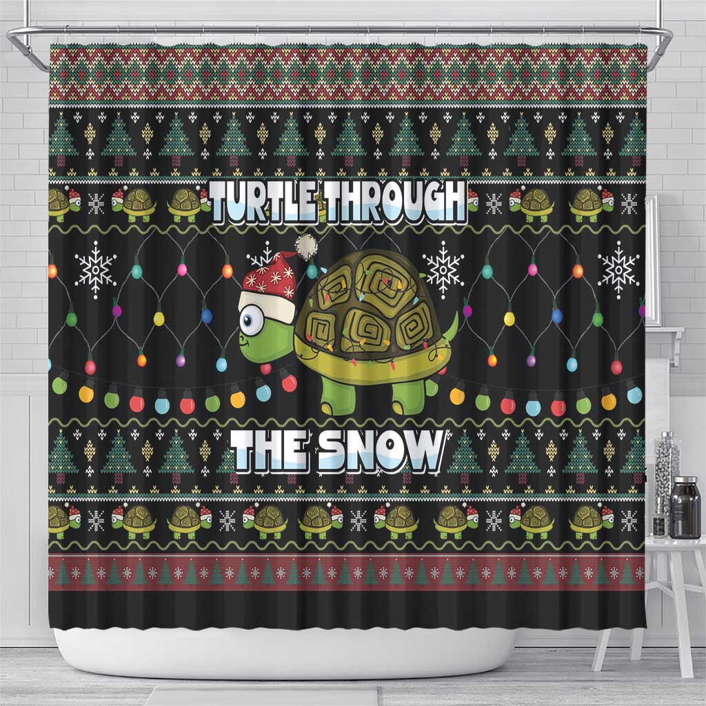 Turtle Through The Snow Christmas Shower Curtain