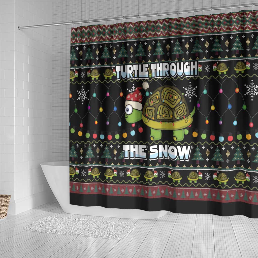 Turtle Through The Snow Christmas Shower Curtain