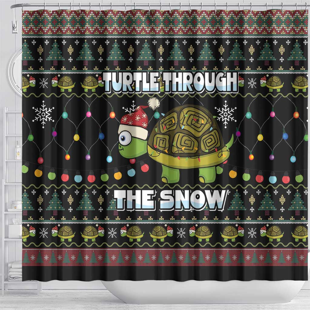 Turtle Through The Snow Christmas Shower Curtain