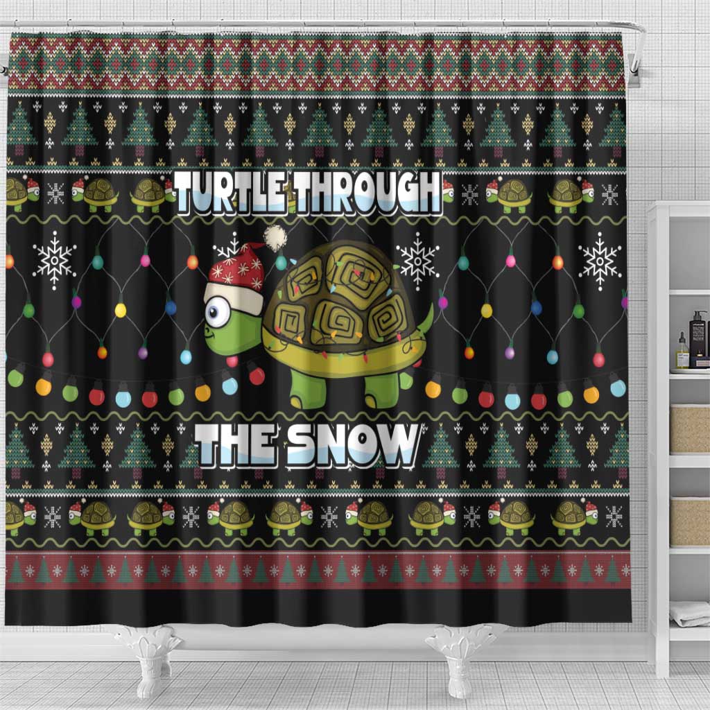 Turtle Through The Snow Christmas Shower Curtain