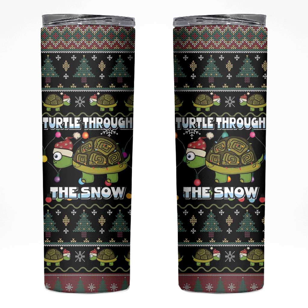 Turtle Through The Snow Christmas Skinny Tumbler - Wonder Print Shop