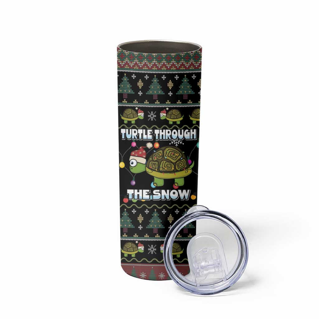 Turtle Through The Snow Christmas Skinny Tumbler - Wonder Print Shop