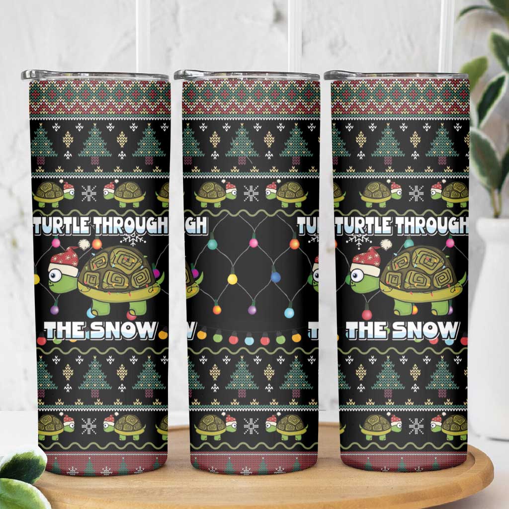 Turtle Through The Snow Christmas Skinny Tumbler - Wonder Print Shop