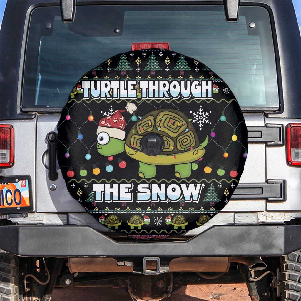 Turtle Through The Snow Christmas Spare Tire Cover - Wonder Print Shop