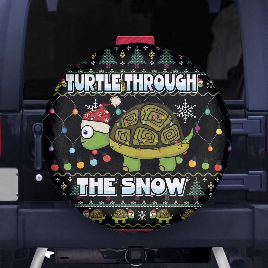 Turtle Through The Snow Christmas Spare Tire Cover - Wonder Print Shop