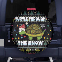 Turtle Through The Snow Christmas Spare Tire Cover - Wonder Print Shop