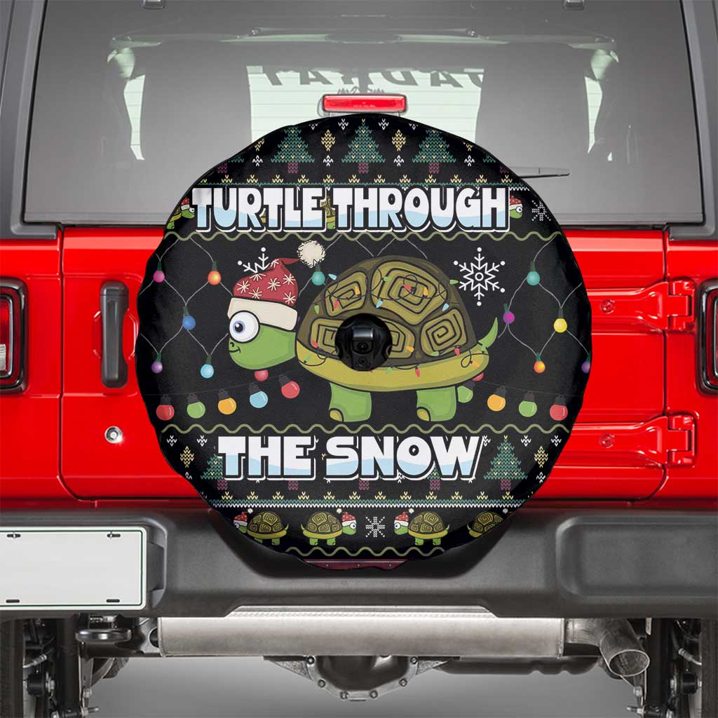 Turtle Through The Snow Christmas Spare Tire Cover - Wonder Print Shop