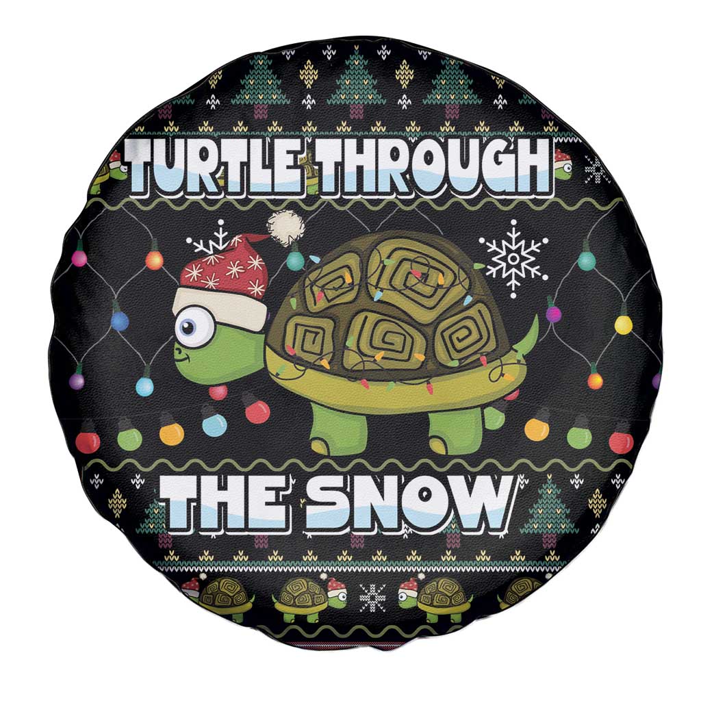 Turtle Through The Snow Christmas Spare Tire Cover - Wonder Print Shop