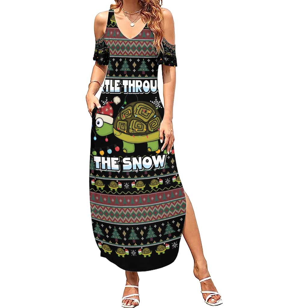 Turtle Through The Snow Christmas Summer Maxi Dress - Wonder Print Shop