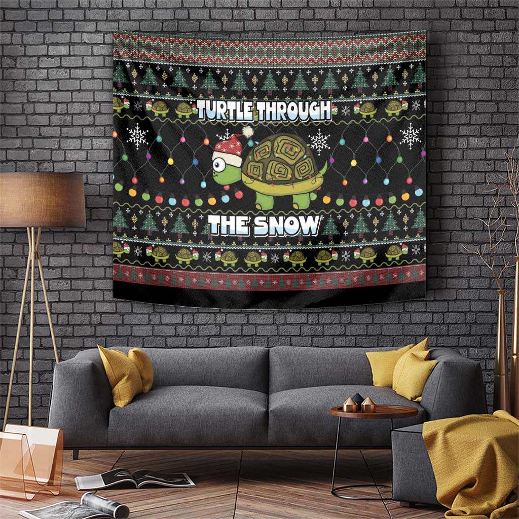 Turtle Through The Snow Christmas Tapestry - Wonder Print Shop