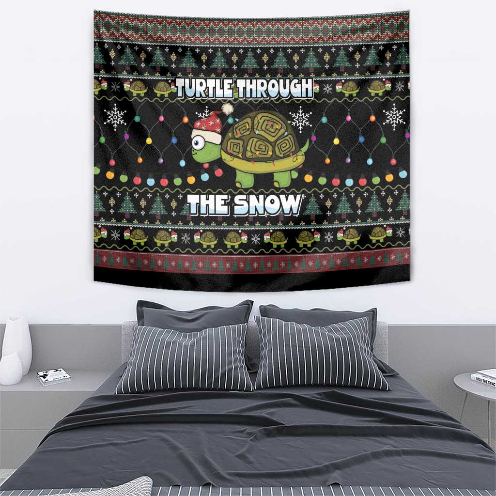 Turtle Through The Snow Christmas Tapestry - Wonder Print Shop