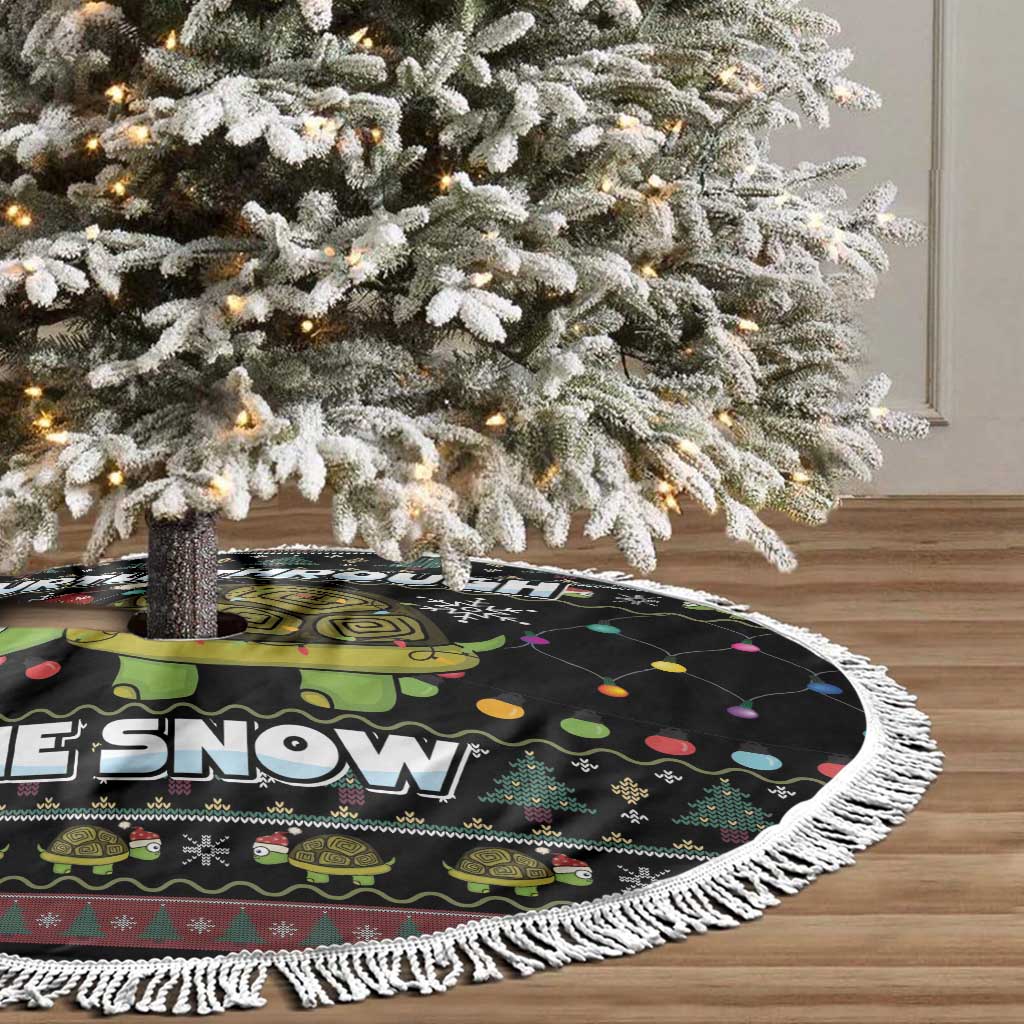 Turtle Through The Snow Christmas Tree Skirt - Wonder Print Shop