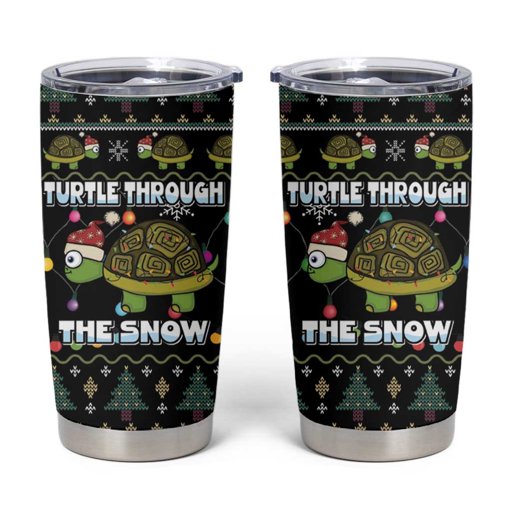 Turtle Through The Snow Christmas Tumbler Cup - Wonder Print Shop