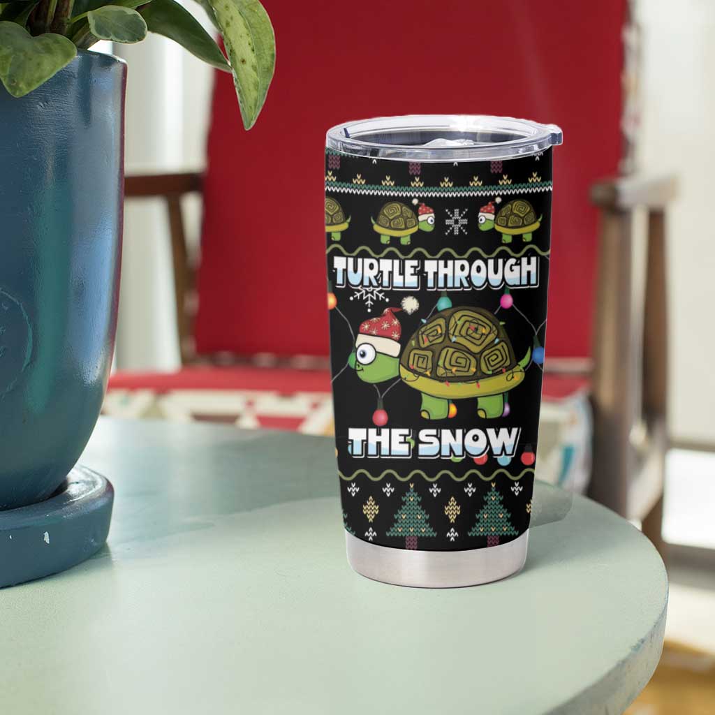 Turtle Through The Snow Christmas Tumbler Cup - Wonder Print Shop