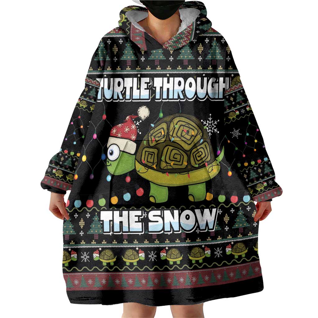 Turtle Through The Snow Christmas Wearable Blanket Hoodie - Wonder Print Shop