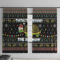 Turtle Through The Snow Christmas Window Curtain - Wonder Print Shop