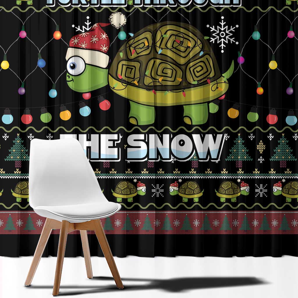 Turtle Through The Snow Christmas Window Curtain - Wonder Print Shop