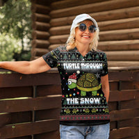 Turtle Through The Snow Christmas Women Polo Shirt - Wonder Print Shop