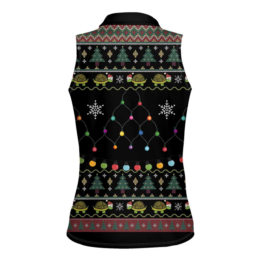 Turtle Through The Snow Christmas Women Sleeveless Polo Shirt - Wonder Print Shop