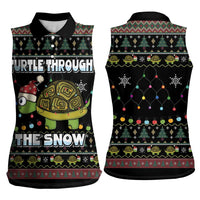 Turtle Through The Snow Christmas Women Sleeveless Polo Shirt - Wonder Print Shop
