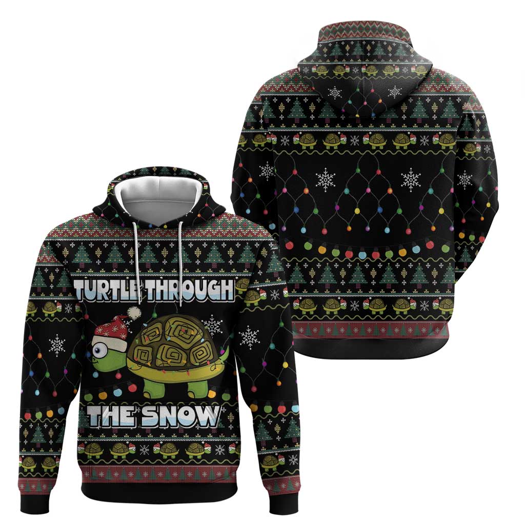 Turtle Through The Snow Christmas Zip Hoodie - Wonder Print Shop